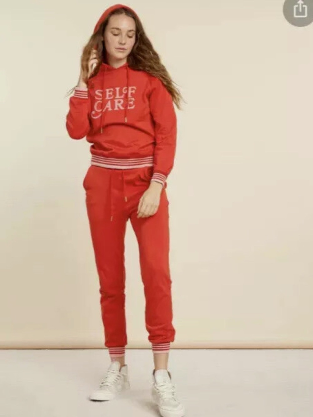 Ban.do red Self Care pullover hoodie and sweatpants lounge set